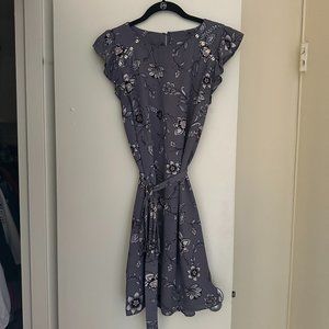 Loft Floral Cap-sleeve Dress with Detachable Belt